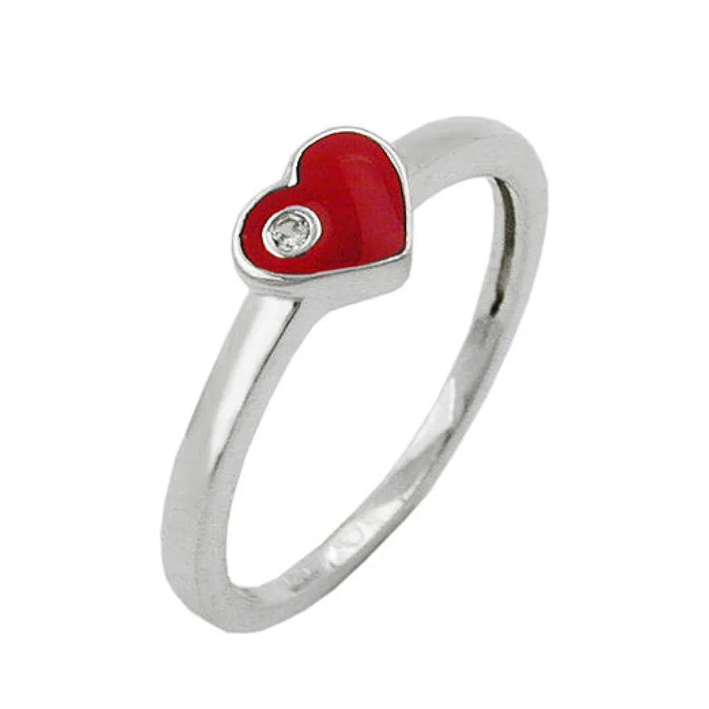 Ring Kinder Herz-rot Zirkonia Silber 925-44