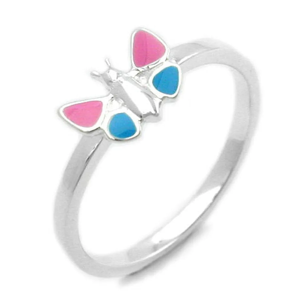 Ring Kinder Schmetterling fbg. Silber 925-48