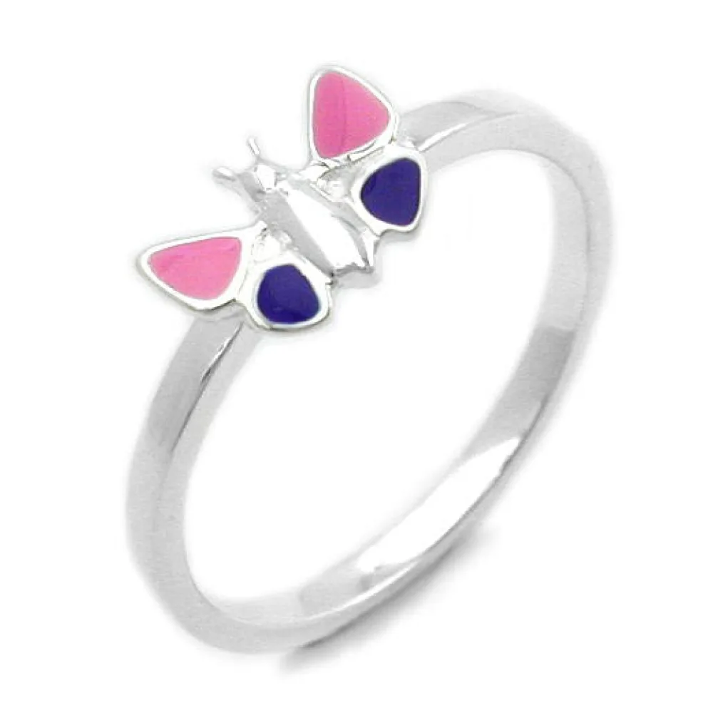 Ring Kinder Schmetterling fbg. Silber 925-48
