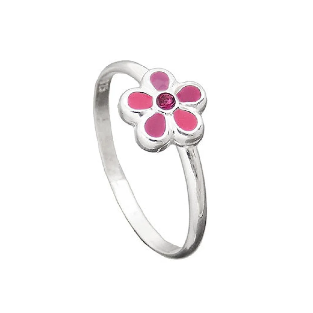 Ring Kinder Blume pink Silber 925-48