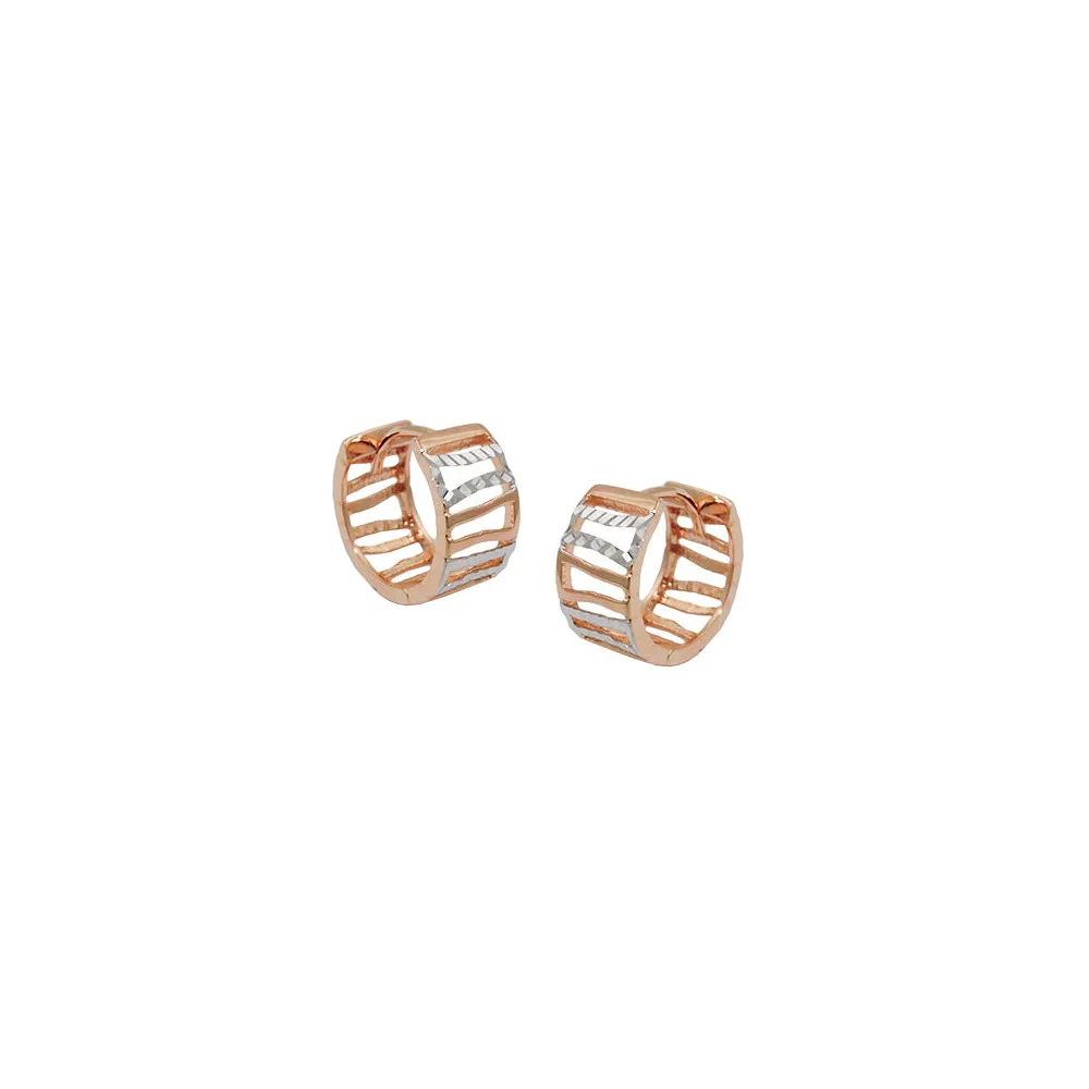 Creolen bicolor Streben diamantiert 9Kt Rotgold