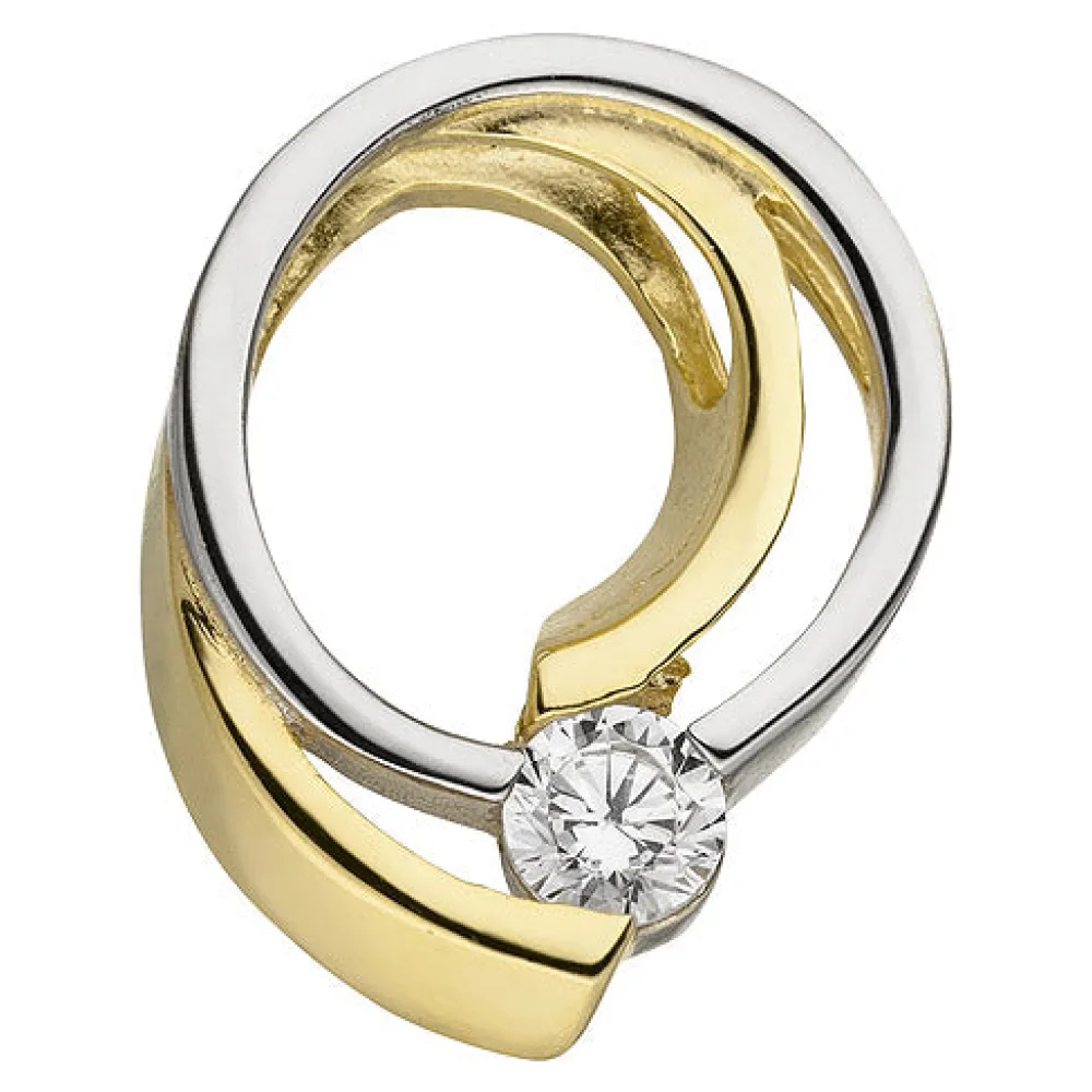 Anhänger 333 Gold Gelbgold bicolor 1 Zirkonia Goldanhänger