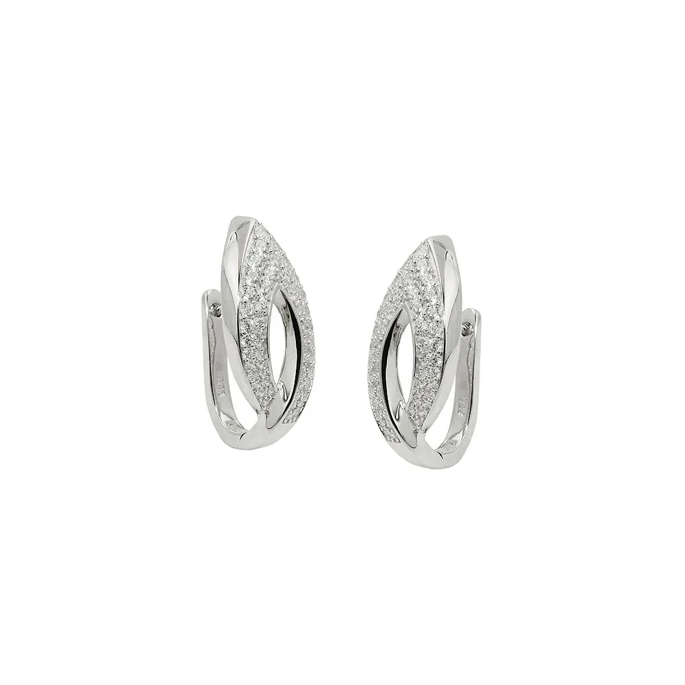 Creolen großes Blatt Zirkonia rhodiniert Silber 925