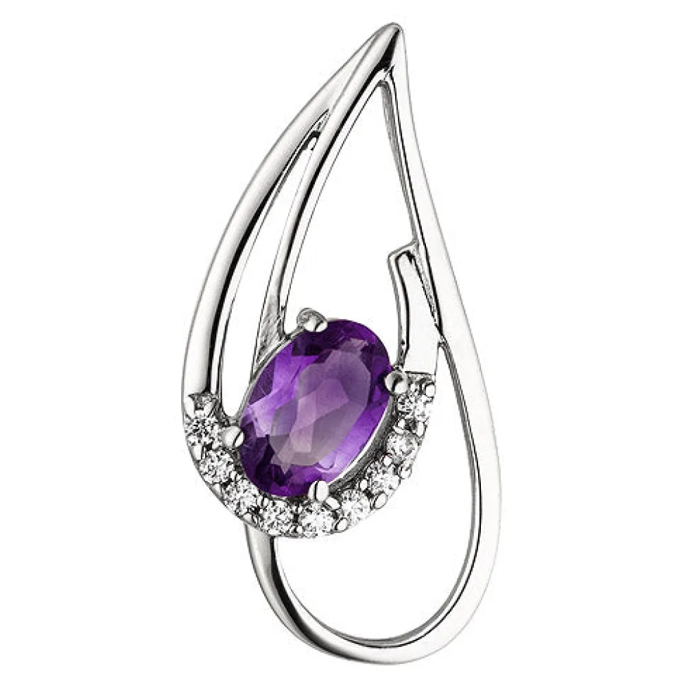 Anhänger 333 Gold Weißgold 9 Zirkonia 1 Amethyst lila violett Goldanhänger
