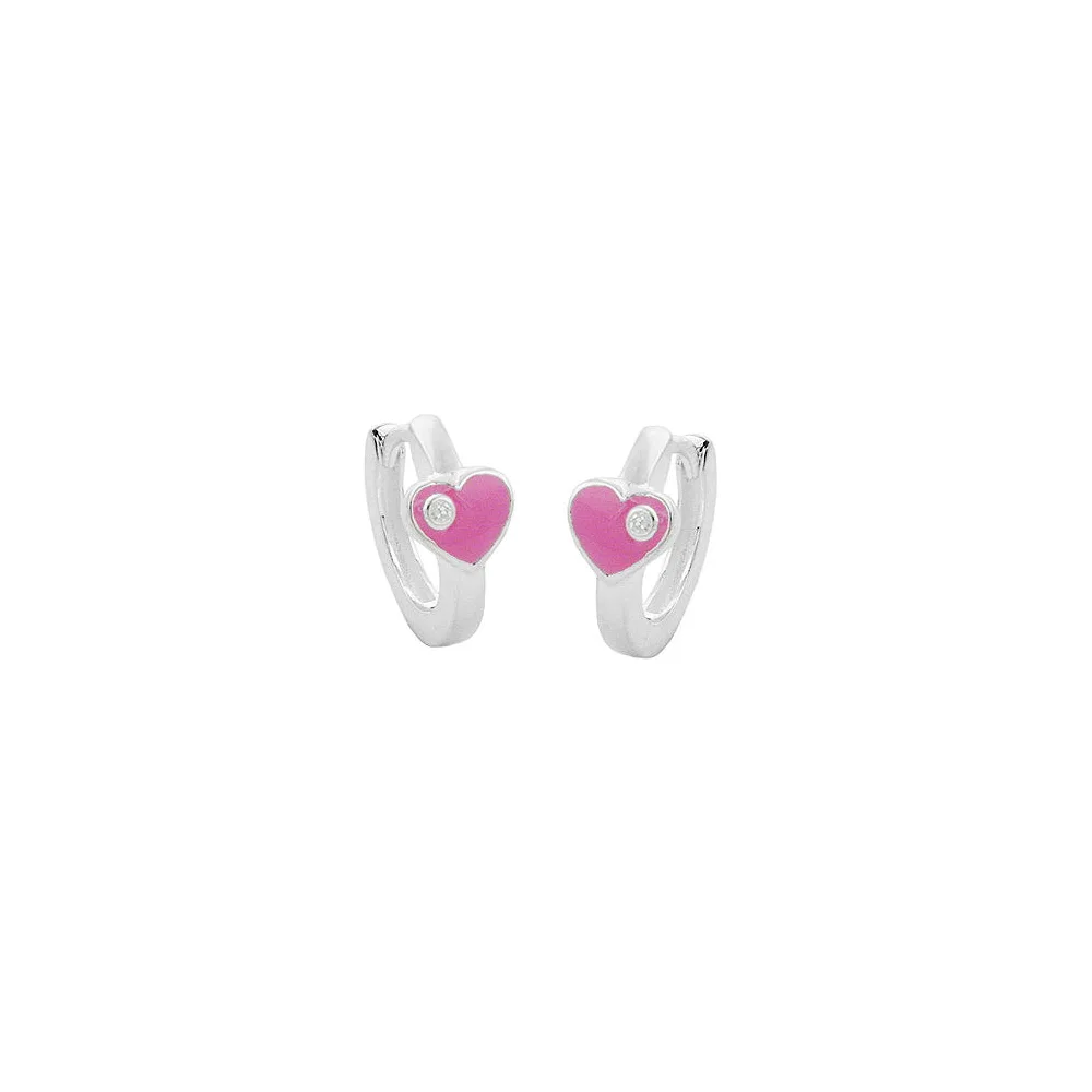 Creolen Herz-rosa mit Zirkonia Silber 925