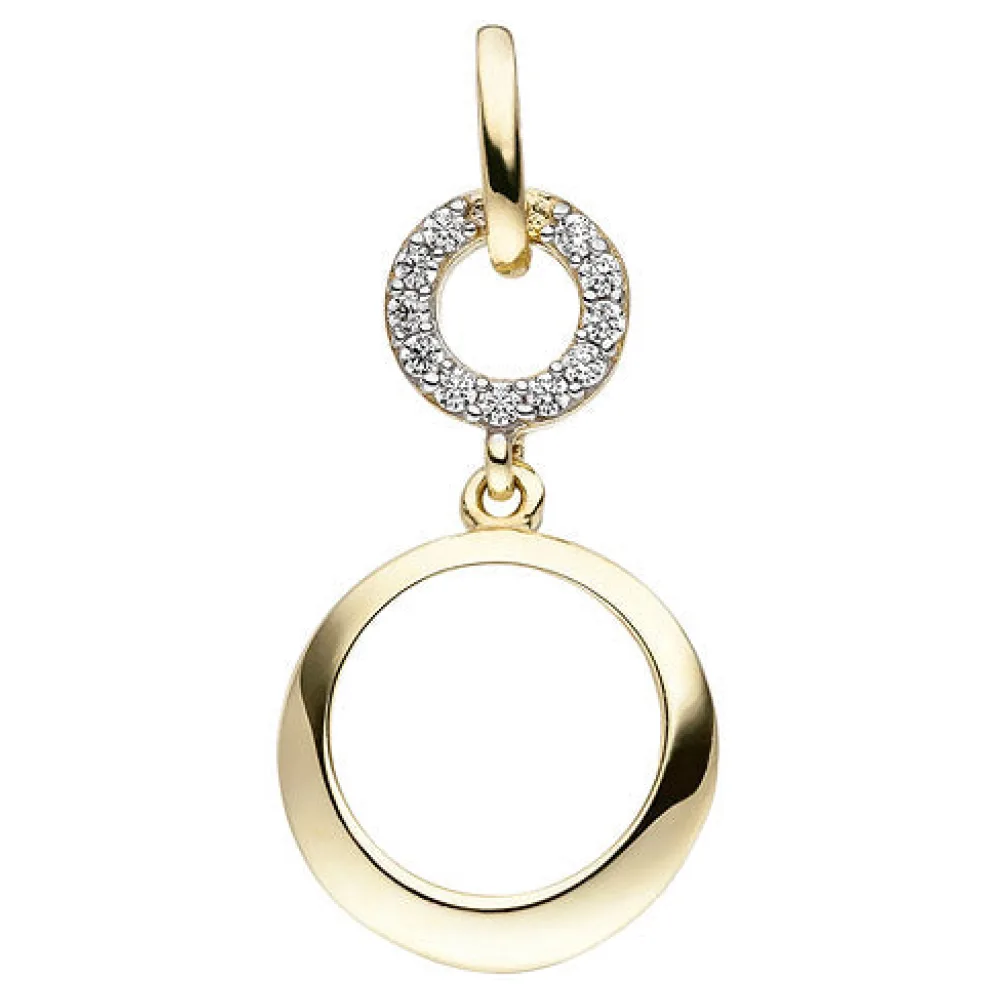 Anhänger 375 Gold Gelbgold 11 Zirkonia Goldanhänger