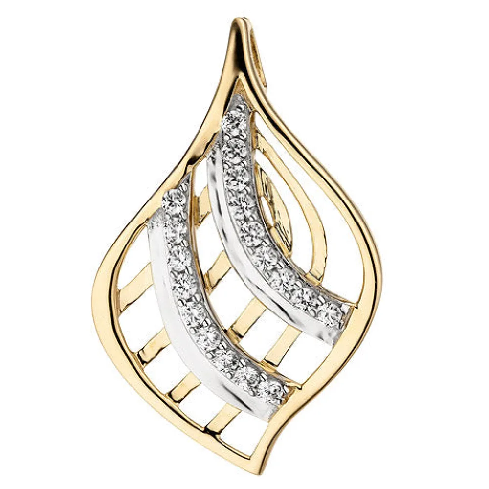 Anhänger 375 Gold Gelbgold bicolor 18 Zirkonia Goldanhänger