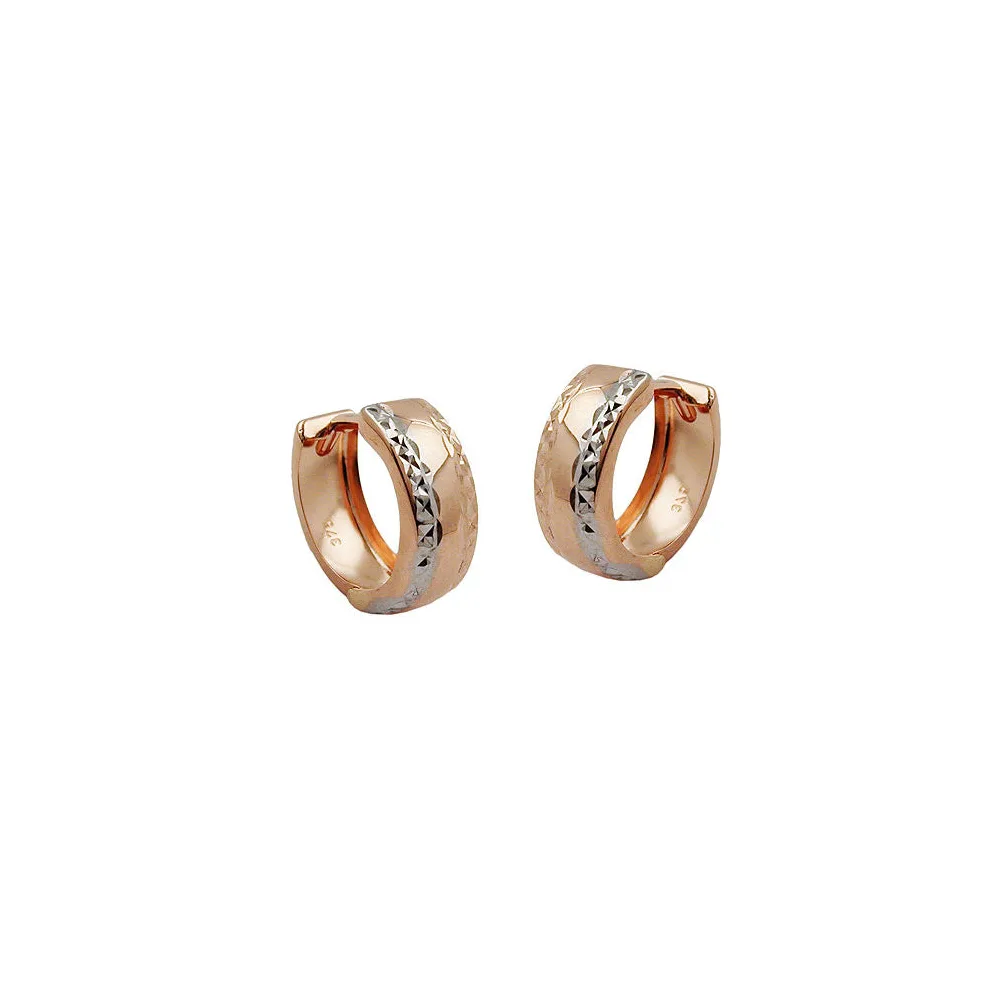 Creolen bicolor diamantiert 9Kt Rotgold