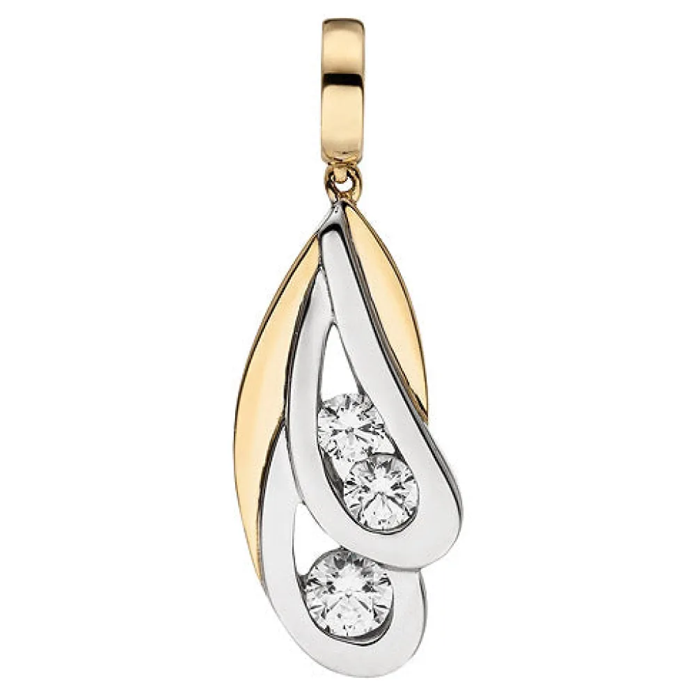 Anhänger 375 Gold Gelbgold bicolor 3 Zirkonia Goldanhänger