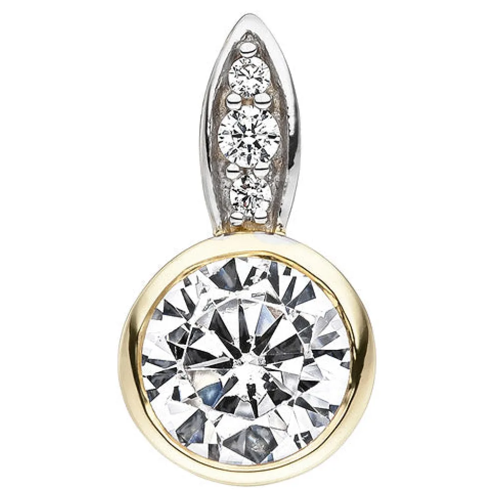 Anhänger 375 Gold Gelbgold bicolor 4 Zirkonia Goldanhänger
