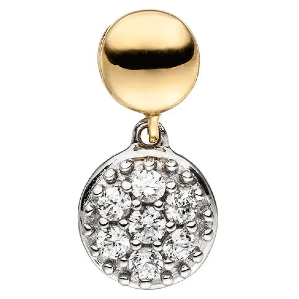 Anhänger 375 Gold Gelbgold Weißgold bicolor 7 Zirkonia Goldanhänger