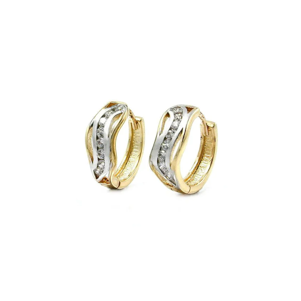 Creolen bicolor mit Zirkonia Gold 375