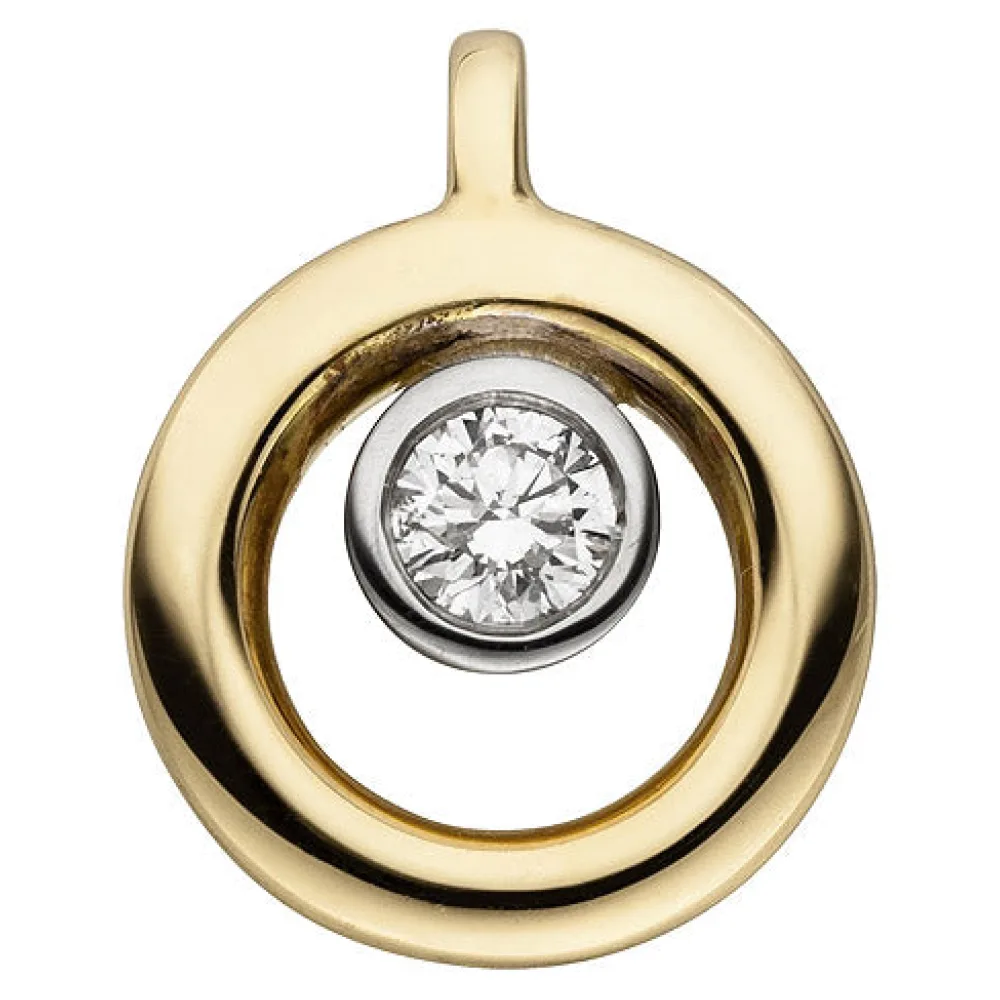 Anhänger 585 Gold Gelbgold 1 Diamant Brillant Diamantanhänger