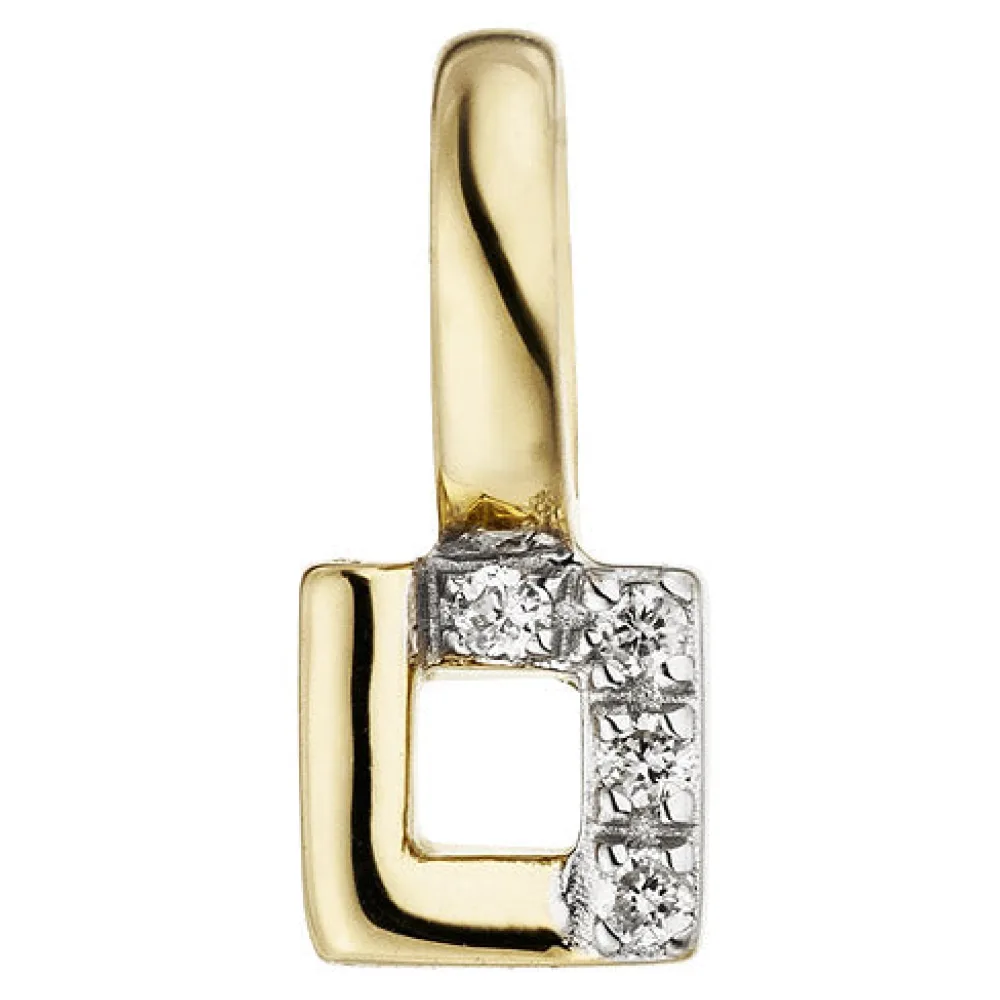 Anhänger 585 Gold Gelbgold 4 Diamanten Brillanten Goldanhänger eckig