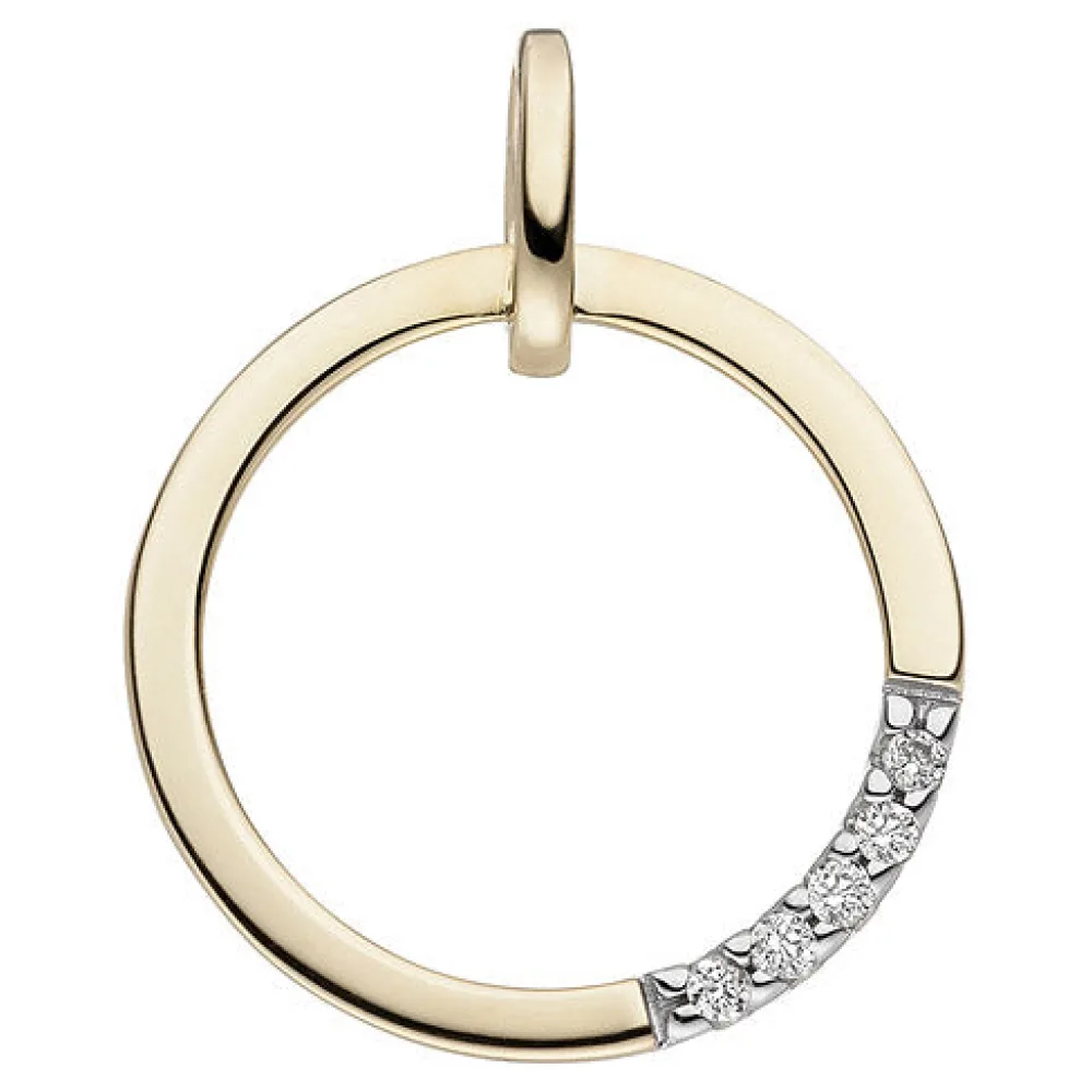 Anhänger 585 Gold Gelbgold 5 Diamanten Brillanten Goldanhänger Diamantanhänger