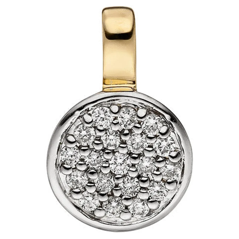 Anhänger 585 Gold Gelbgold bicolor 19 Diamanten Brillanten Diamantanhänger
