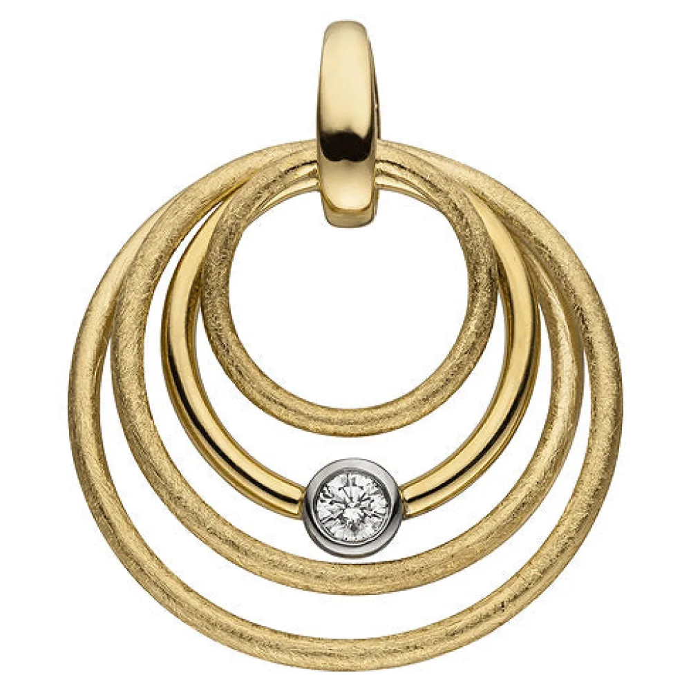 Anhänger 585 Gold Gelbgold eismatt 1 Diamant Brillant Diamantanhänger