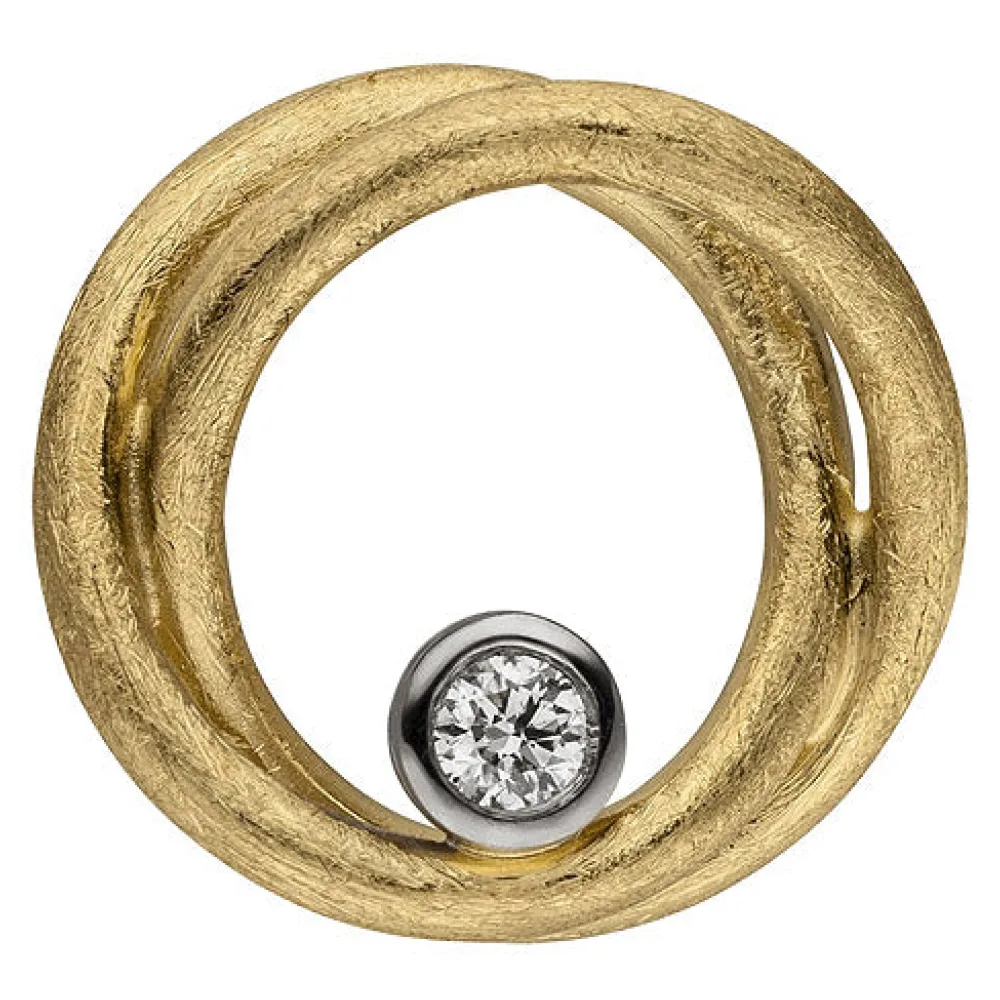 Anhänger 585 Gold Gelbgold eismatt 1 Diamant Brillant Diamantanhänger