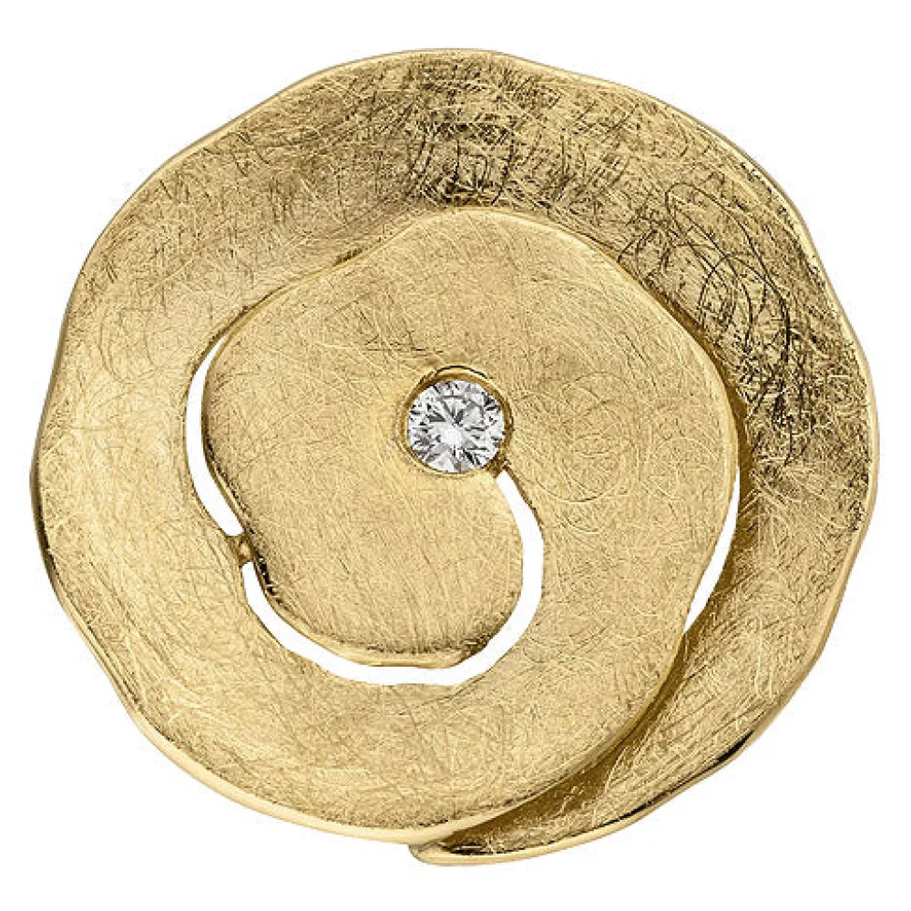 Anhänger 585 Gold Gelbgold eismatt 1 Diamant Brillant Diamantanhänger