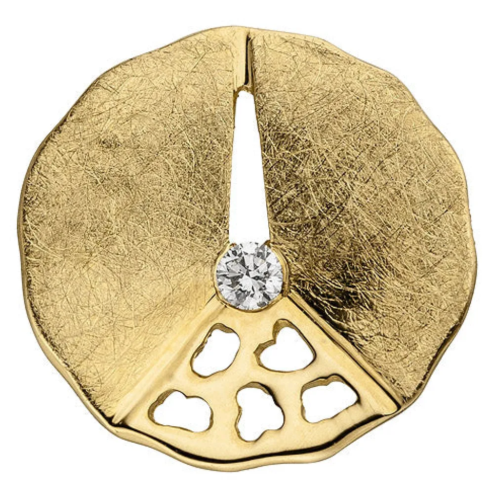 Anhänger 585 Gold Gelbgold eismatt 1 Diamant Brillant Diamantanhänger