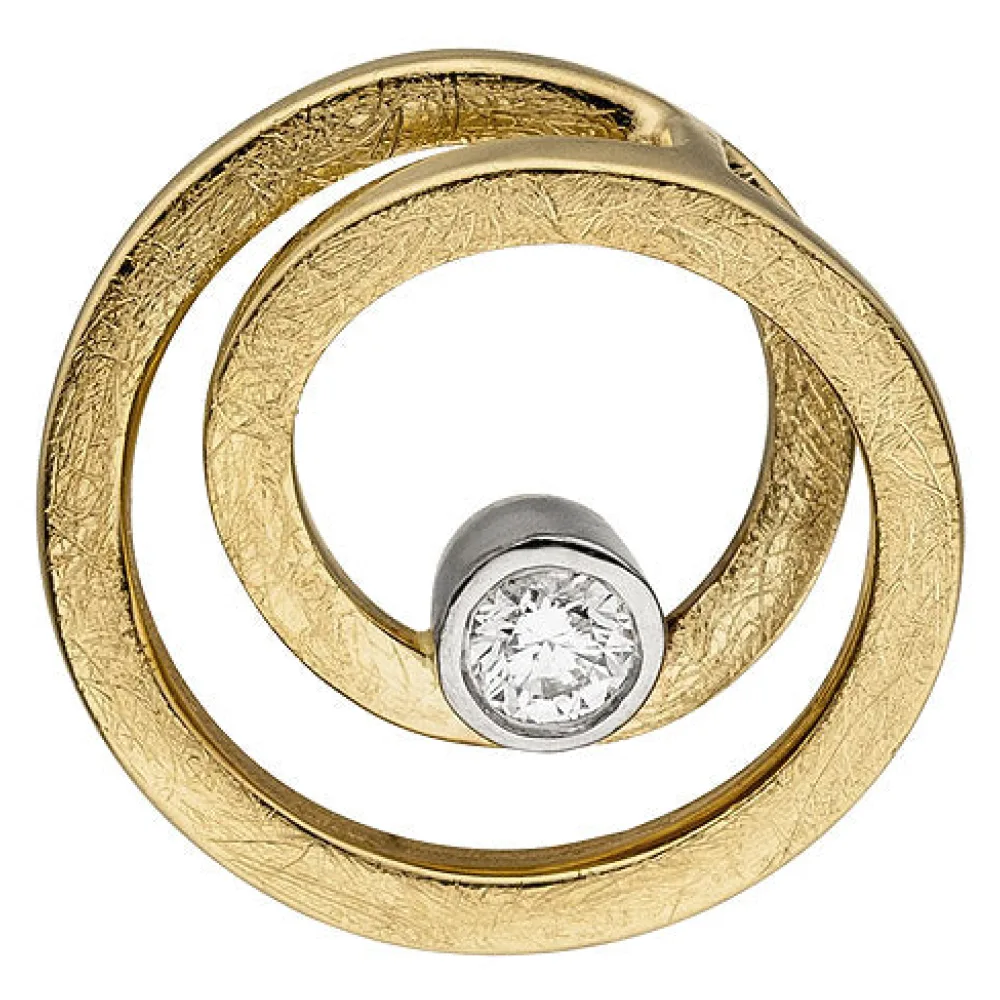 Anhänger 585 Gold Gelbgold eismatt 1 Diamant Brillant Diamantanhänger