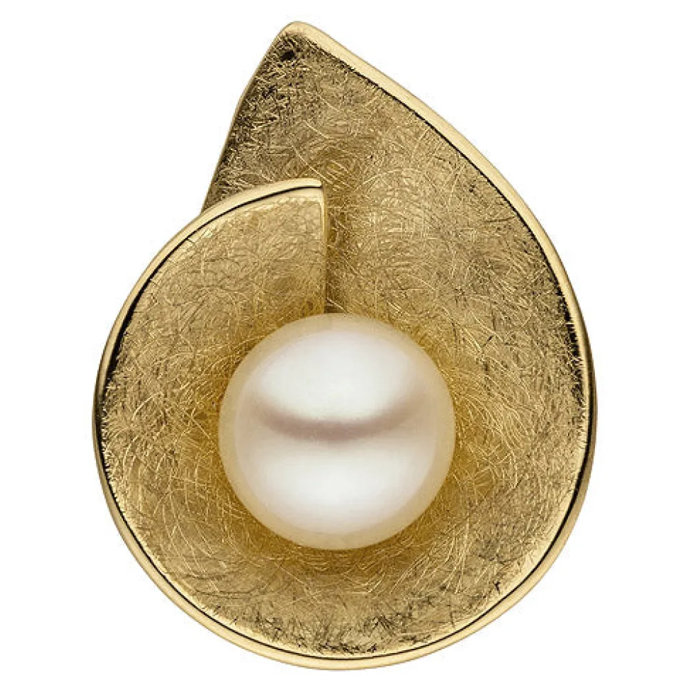 Anhänger 585 Gold Gelbgold eismatt 1 Süßwasser Perle Perlenanhänger
