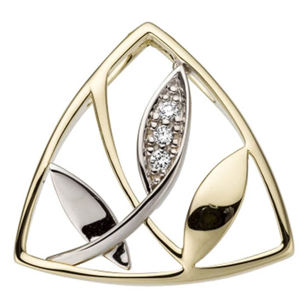 Anhänger 585 Gold Gelbgold Weißgold bicolor 3 Diamanten Brillanten 0 03ct.