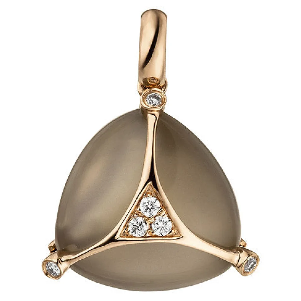Anhänger 585 Gold Rotgold 1 Mondstein Cabochon grau 6 Diamanten Brillanten