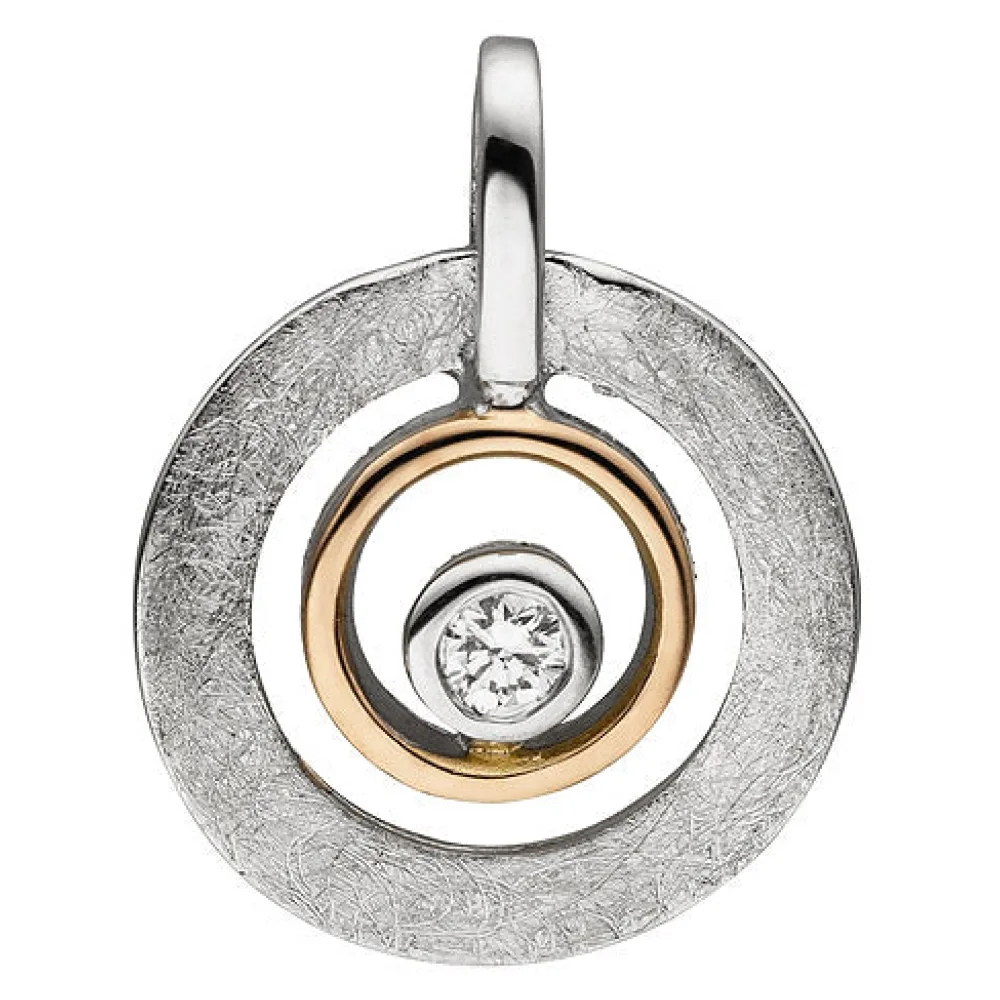 Anhänger 585 Gold Rotgold bicolor eismatt 1 Diamant Brillant