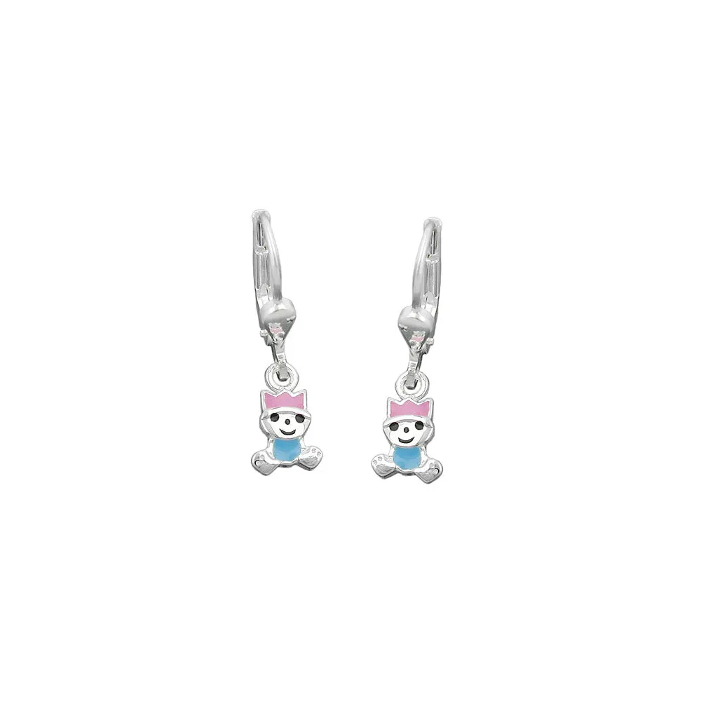 Ohrringe Brisur pink-hellblau Silber 925