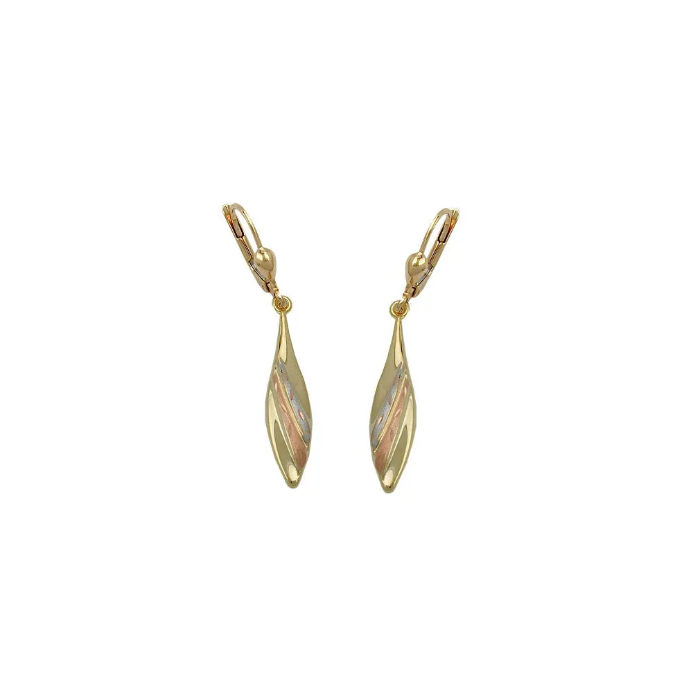 Ohrringe Brisur tricolor teilmattiert Gold 375