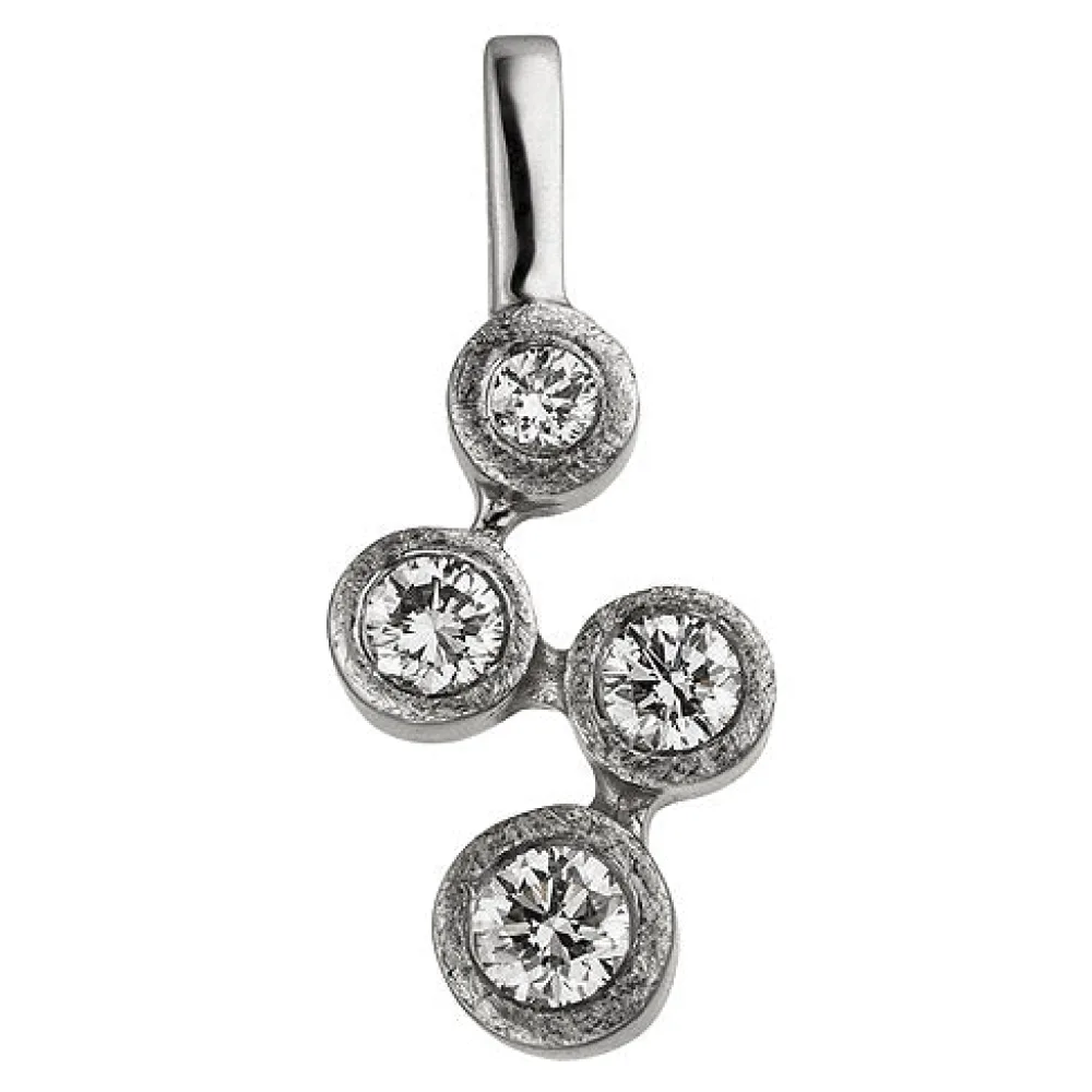 Anhänger 585 Gold Weißgold eismatt 4 Diamanten Brillanten Diamantanhänger
