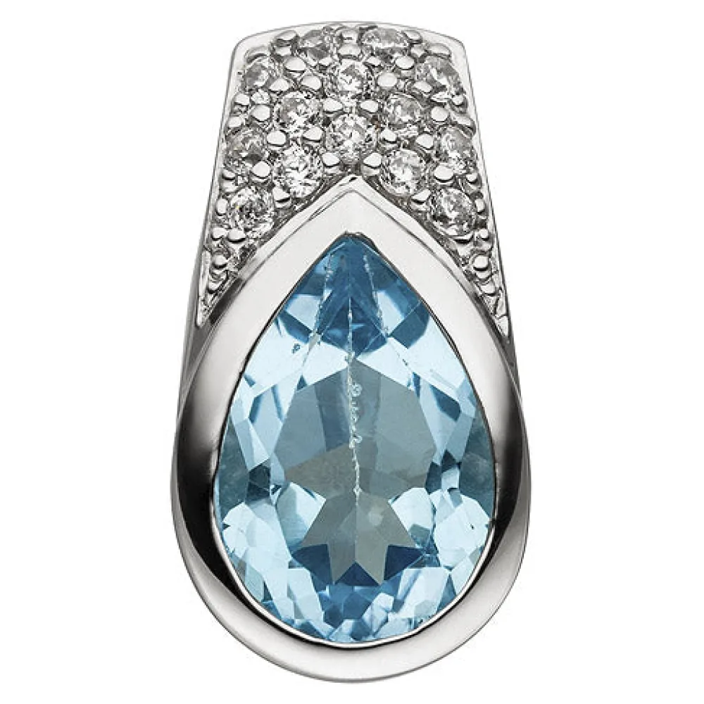 Anhänger 925 Silber 1 Blautopas hellblau blau 14 Zirkonia