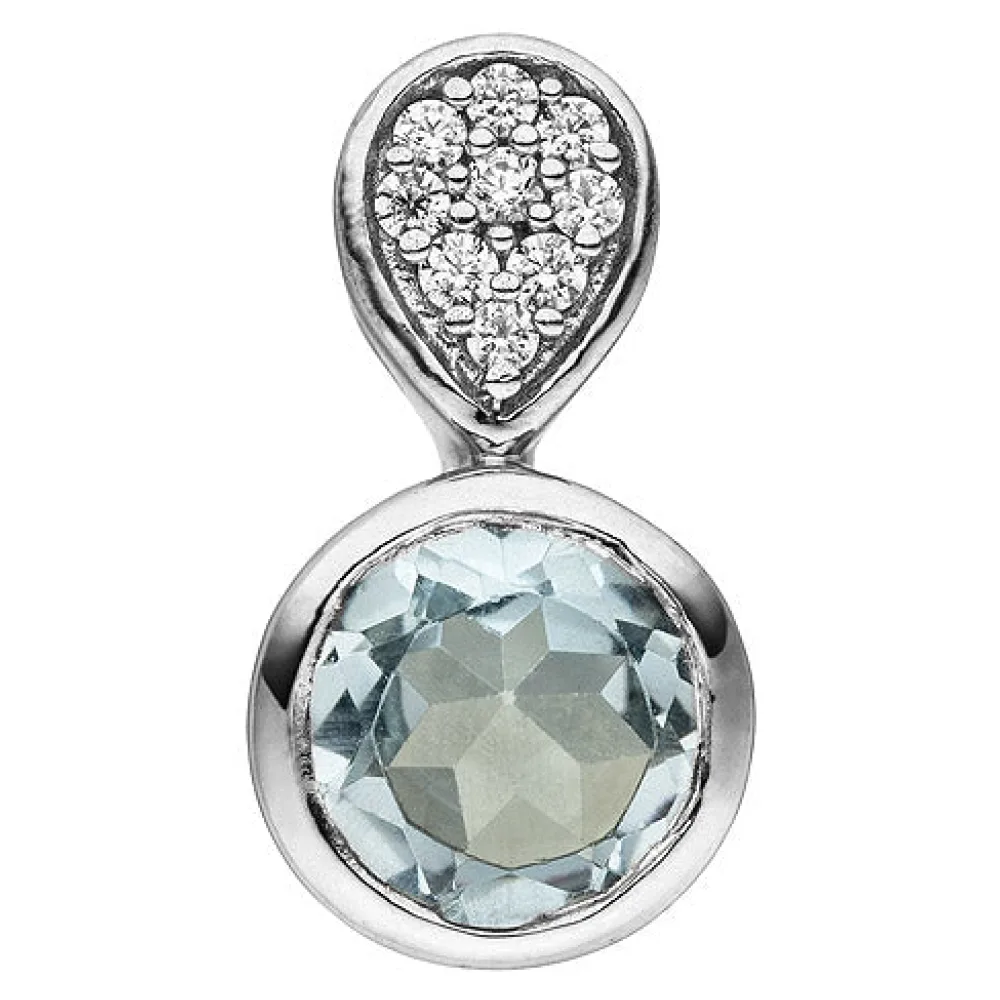 Anhänger 925 Silber 1 Blautopas hellblau blau 9 Zirkonia
