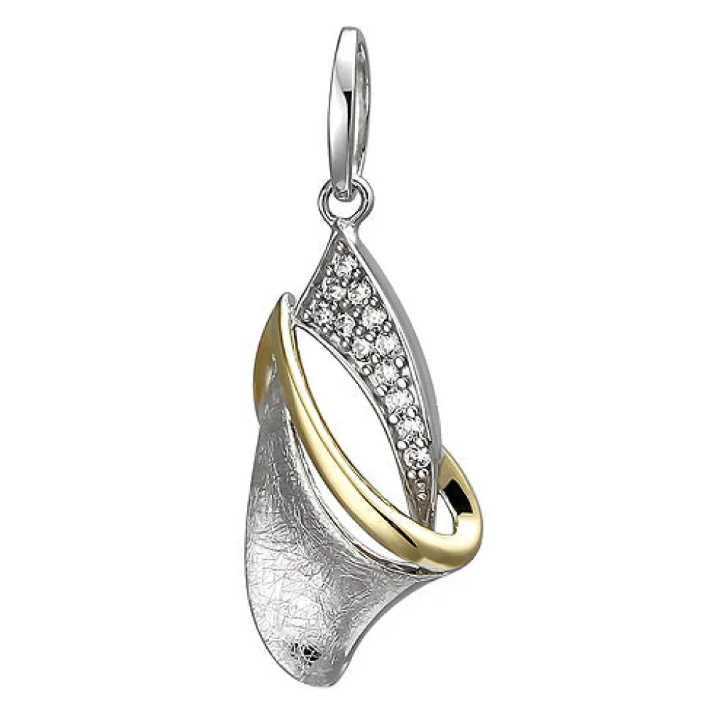 Anhänger 925 Silber bicolor vergoldet eismatt 12 Zirkonia Silberanhänger