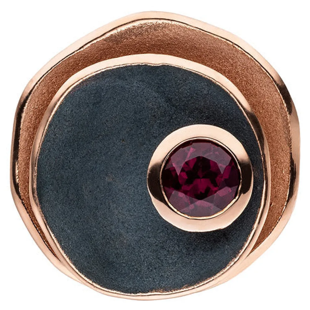 Anhänger 925 Silber rotgold vergoldet matt schwarz 1 Rhodolit rot