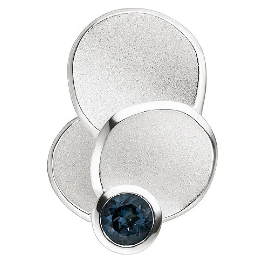 Anhänger 925 Silber teil matt 1 Blautopas hellblau blau Blautopasanhänger