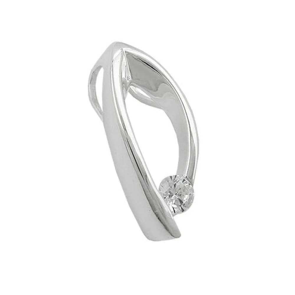 Anhänger oval mit Zirkonia Silber 925