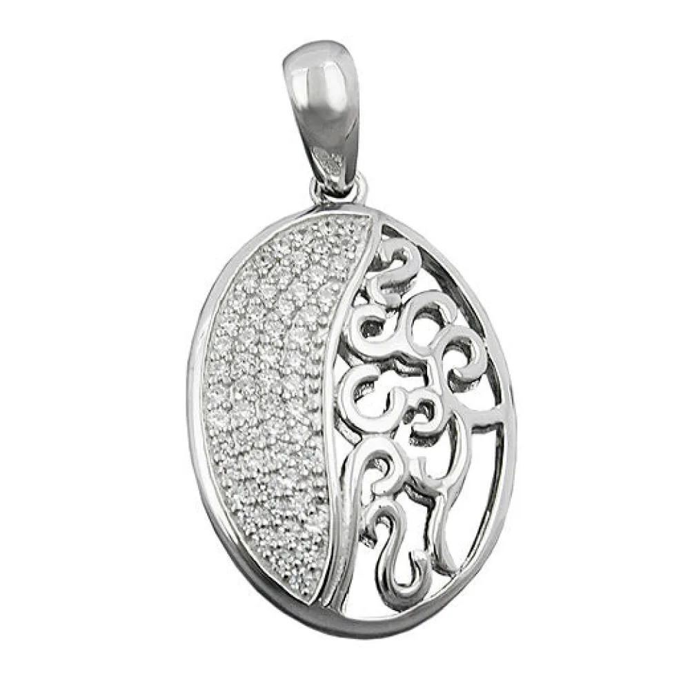 Anhänger oval mit Zirkonia Silber 925