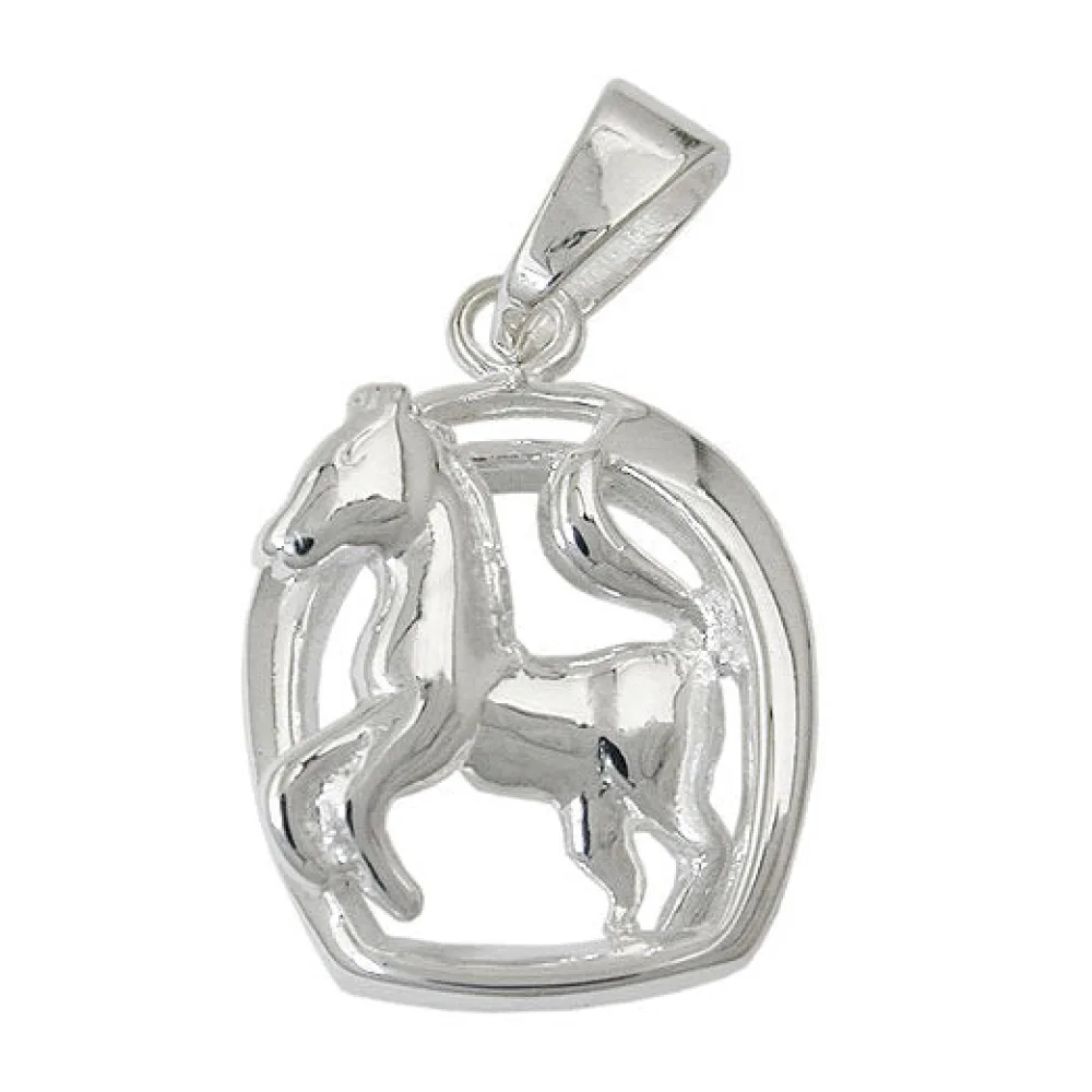 Anhänger Pferd im Hufeisen Silber 925