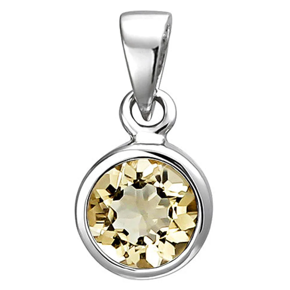 Anhänger 925 Sterling Silber 1 Citrin gelb