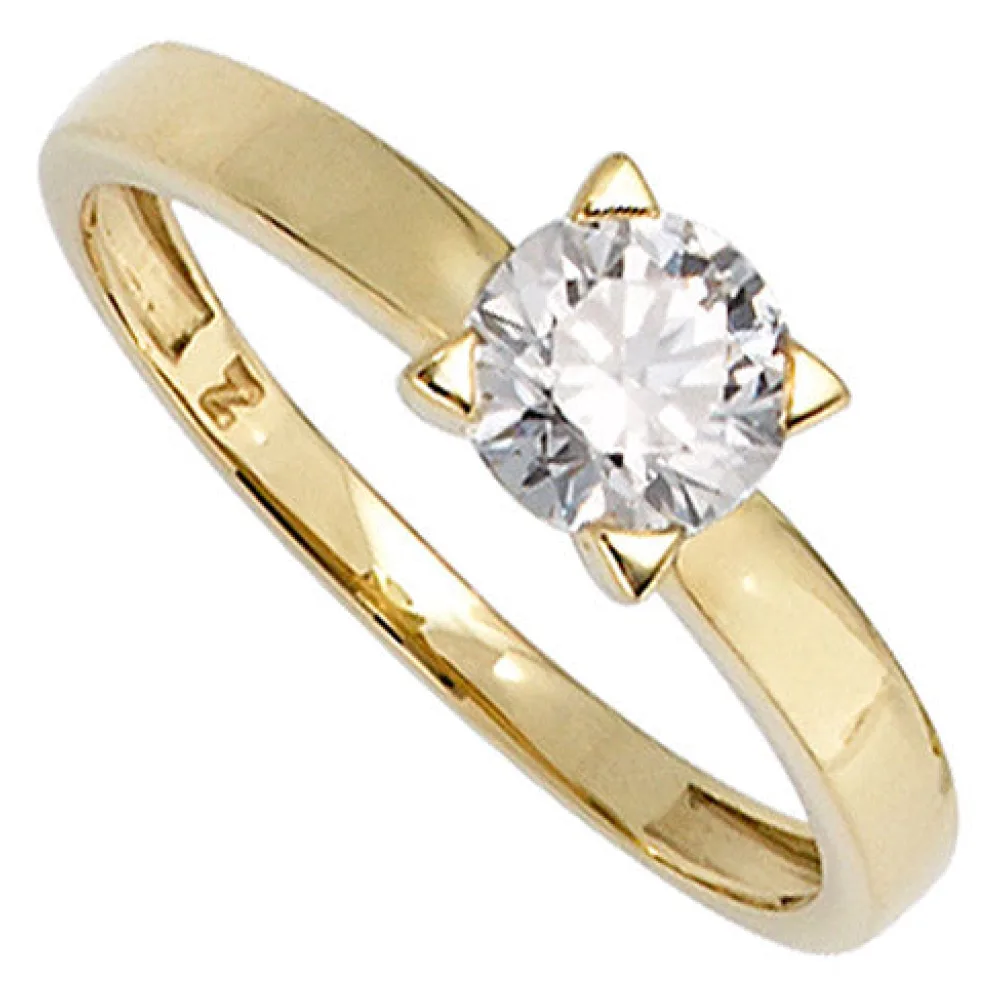Damen Ring 333 Gold Gelbgold 1 Zirkonia Goldring-54
