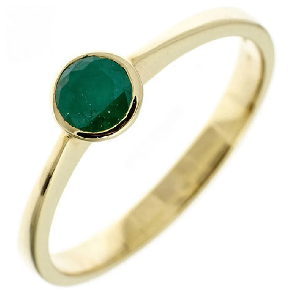 Damen Ring 333 Gold Gelbgold 1 Smaragd grün Goldring-54
