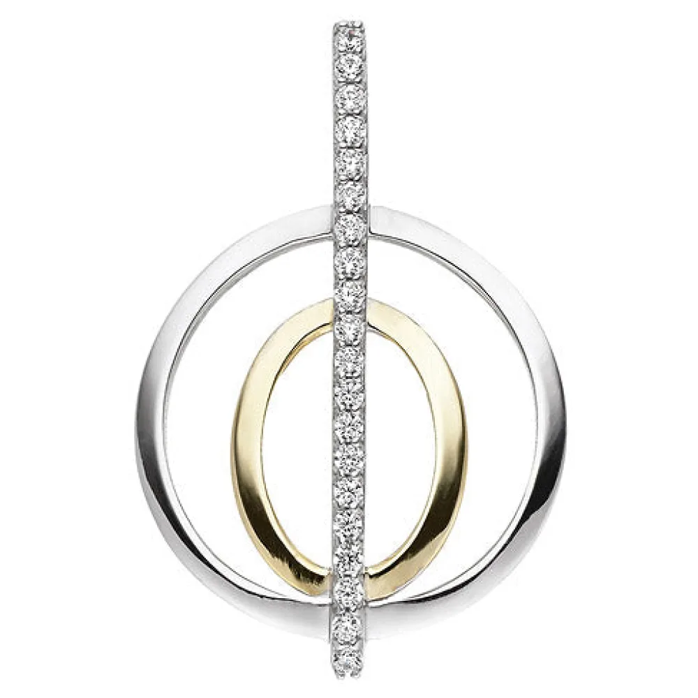 Anhänger 925 Sterling Silber bicolor vergoldet 20 Zirkonia Silberanhänger