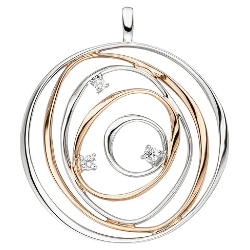 Anhänger 925 Sterling Silber bicolor vergoldet 3 Zirkonia Silberanhänger
