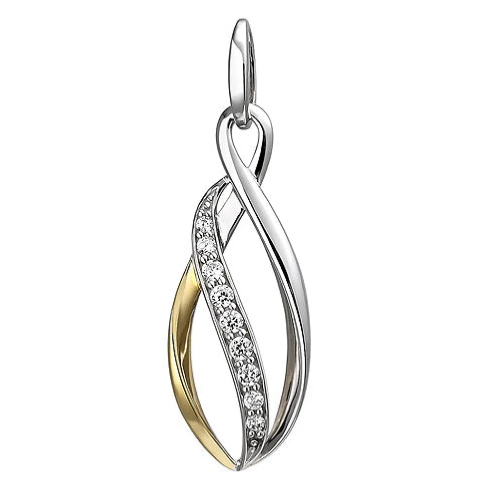 Anhänger 925 Sterling Silber bicolor vergoldet 9 Zirkonia