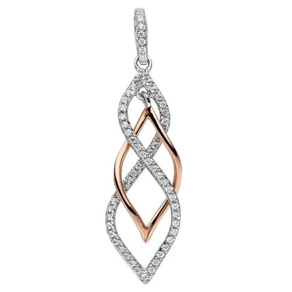 Anhänger 925 Sterling Silber bicolor vergoldet mit Zirkonia Silberanhänger