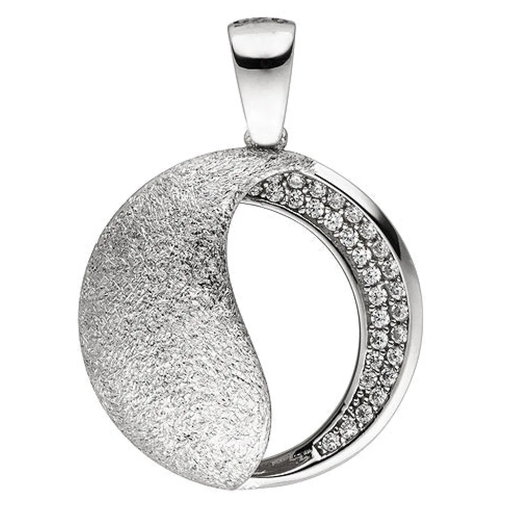 Anhänger 925 Sterling Silber eismatt 30 Zirkonia Silberanhänger