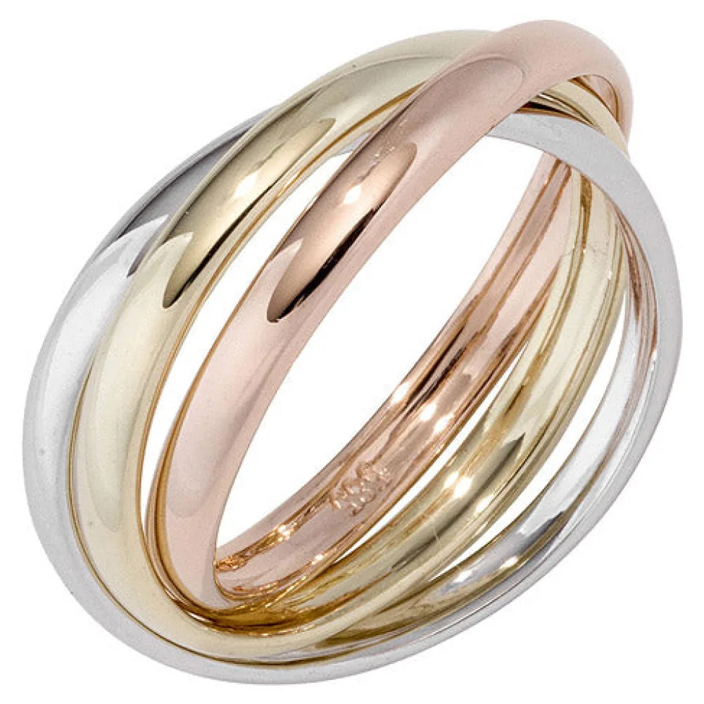 Damen Ring 3-reihig 585 Gelbgold Weißgold Rotgold tricolor dreifarbig Goldring-54