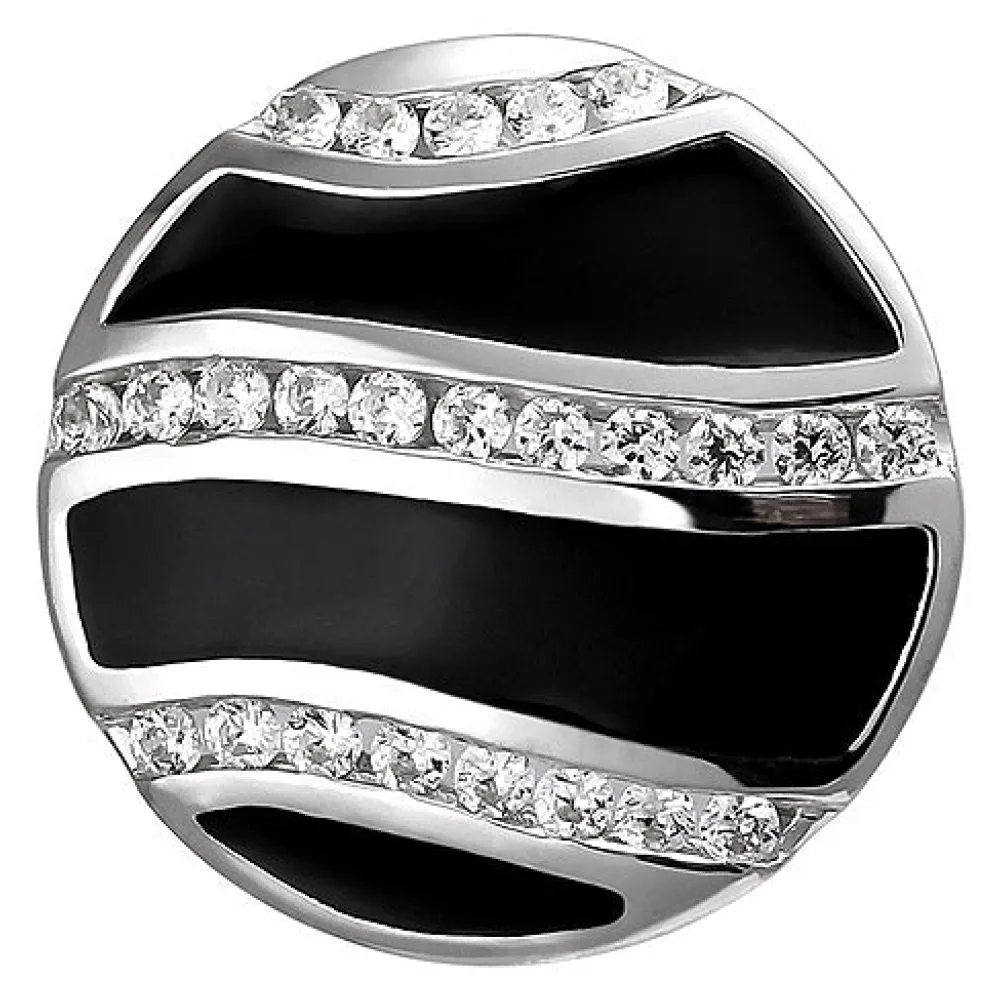 Anhänger 925 Sterling Silber mit schwarzer Emaille und 24 Zirkonia